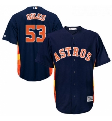 Youth Majestic Houston Astros 53 Ken Giles Authentic Navy Blue Alternate Cool Base MLB Jersey 