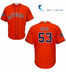 Youth Majestic Houston Astros 53 Ken Giles Replica Orange Alternate 2017 World Series Champions Cool Base MLB Jersey 