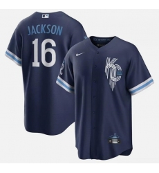 Men Kansas City Royals 16 Bo Jackson Navy City Connect Cool Base Stitched Baseball Jersey