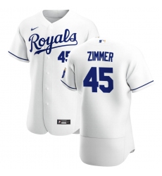 Men Kansas City Royals 45 Kyle Zimmer Men Nike White Home 2020 Flex Base Player MLB Jersey