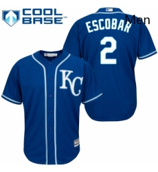 Mens Majestic Kansas City Royals 2 Alcides Escobar Replica Blue Alternate 2 Cool Base MLB Jersey