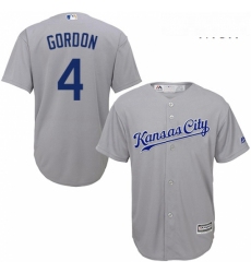 Mens Majestic Kansas City Royals 4 Alex Gordon Replica Grey Road Cool Base MLB Jersey