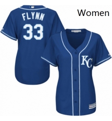 Womens Majestic Kansas City Royals 33 Brian Flynn Replica Blue Alternate 2 Cool Base MLB Jersey 