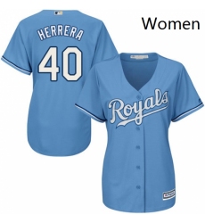 Womens Majestic Kansas City Royals 40 Kelvin Herrera Authentic Light Blue Alternate 1 Cool Base MLB Jersey