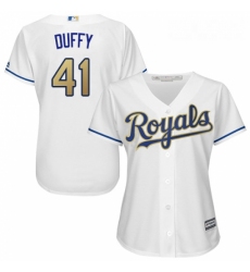 Womens Majestic Kansas City Royals 41 Danny Duffy Authentic White Home Cool Base MLB Jersey