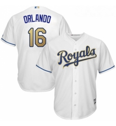 Youth Majestic Kansas City Royals 16 Paulo Orlando Authentic White Home Cool Base MLB Jersey