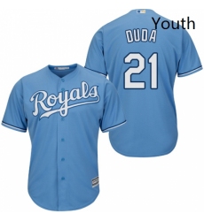 Youth Majestic Kansas City Royals 21 Lucas Duda Replica Light Blue Alternate 1 Cool Base MLB Jersey 