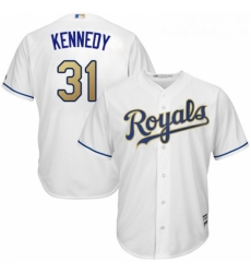 Youth Majestic Kansas City Royals 31 Ian Kennedy Replica White Home Cool Base MLB Jersey