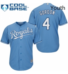 Youth Majestic Kansas City Royals 4 Alex Gordon Replica Light Blue Alternate 1 Cool Base MLB Jersey