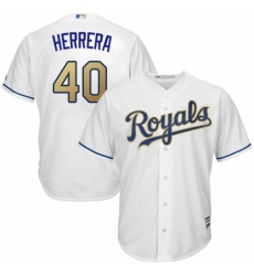 Youth Majestic Kansas City Royals 40 Kelvin Herrera Replica White Home Cool Base MLB Jersey