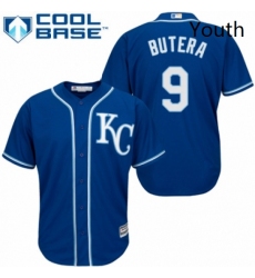 Youth Majestic Kansas City Royals 9 Drew Butera Replica Blue Alternate 2 Cool Base MLB Jersey 