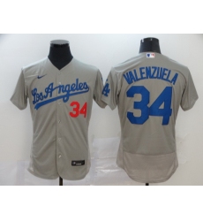 Dodgers 34 Fernando Valenzuela Gray 2020 Nike Flexbase Jersey