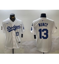 Men Los Angeles Dodgers 13 Max Muncy White 2024 World Series With Fernando Memorial Patch Home Limited Stitched Baseball Jersey 3