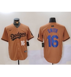 Men Los Angeles Dodgers 16 Will Smith Brown Cool Base Stitched Baseball Jersey 9