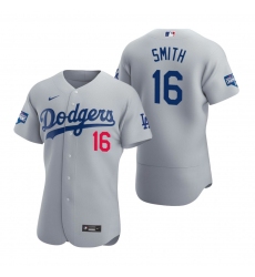 Men Los Angeles Dodgers 16 Will Smith Gray 2020 World Series Champions Flex Base Jersey