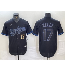 Men Los Angeles Dodgers 17 Shohei Ohtani Black Cool Base Stitched Baseball Jersey 5