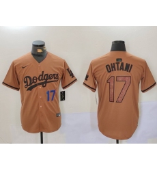 Men Los Angeles Dodgers 17 Shohei Ohtani Brown Cool Base Stitched Baseball Jersey 3