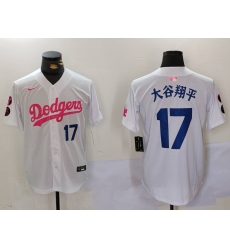 Men Los Angeles Dodgers 17  Shohei Ohtani White Pink Vin  26 Kobe Patch Stitched Baseball Jersey 1