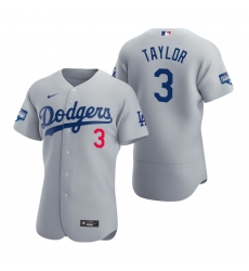 Men Los Angeles Dodgers 3 Chris Taylor Gray 2020 World Series Champions Flex Base Jersey