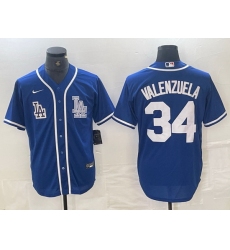 Men Los Angeles Dodgers 34 Toro Valenzuela Royal Stitched Jersey