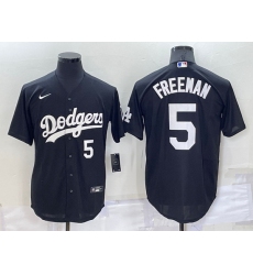 Men Los Angeles Dodgers 5 Freddie Freeman Black Cool Base Stitched Baseball Jersey