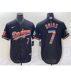 Men Los Angeles Dodgers 7 Julio Urias Black Mexico Cool Base Stitched Jersey x