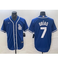 Men Los Angeles Dodgers 7 Julio Urias Blue Cool Base Stitched Baseball Jersey 7