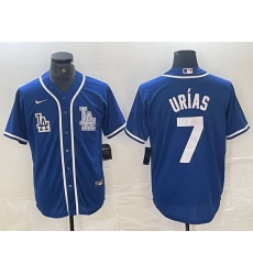 Men Los Angeles Dodgers 7 Julio Urias Blue Cool Base Stitched Baseball Jersey