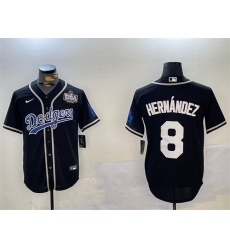 Men Los Angeles Dodgers 8 Enrique Hernandez Black 2024 World Series Cool Base Stitched Baseball Jersey