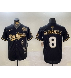 Men Los Angeles Dodgers 8 Enrique Hernandez Black Gold 2024 World Series With Vin  26 California Patch Vapor Premier Limited Stitched Baseball Jersey