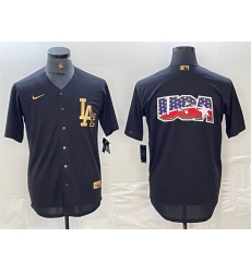 Men Los Angeles Dodgers Team Big Logo Black Cool Base Stitched Baseball Jersey 5