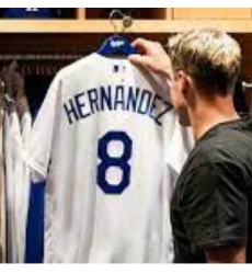 Men kike Hernandez #8 Dodgers White Flex Base jersey