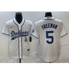 Men's Los Angeles Dodgers #5 Freddie Freeman White Cool Base Stitched Baseball Jersey