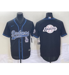 Men's Los Angeles Dodgers Black Team Big Logo With Patch Cool Base Stitched Baseball Jersey2