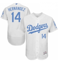 Mens Majestic Los Angeles Dodgers 14 Enrique Hernandez Authentic White 2016 Fathers Day Fashion Flex Base Jersey