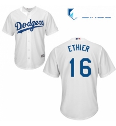 Mens Majestic Los Angeles Dodgers 16 Andre Ethier Replica White Home Cool Base MLB Jersey