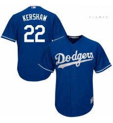 Mens Majestic Los Angeles Dodgers 22 Clayton Kershaw Replica Royal Blue Alternate Cool Base MLB Jersey