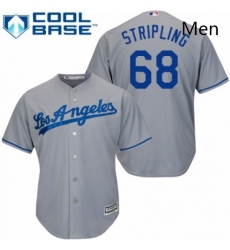 Mens Majestic Los Angeles Dodgers 68 Ross Stripling Replica Grey Road Cool Base MLB Jersey 