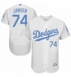 Mens Majestic Los Angeles Dodgers 74 Kenley Jansen Authentic White 2016 Fathers Day Fashion Flex Base Jerseys