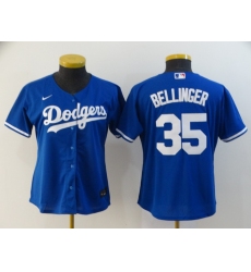 Women Dodgers 35 Cody Bellinger Royal Women 2020 Nike Cool Base Jersey