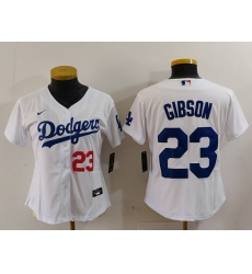 Women Los Angeles Dodgers 23 Kirk Gibson White Stitched Jersey 1