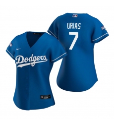 Women Los Angeles Dodgers 7 Julio Urias Royal 2020 World Series Champions Replica Jersey