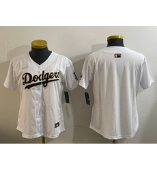 Women Los Angeles Dodgers Blank White Gold Home Limited Stitched Baseball Jersey 28Run Small 29