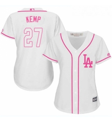 Womens Majestic Los Angeles Dodgers 27 Matt Kemp Authentic White Fashion Cool Base MLB Jersey 