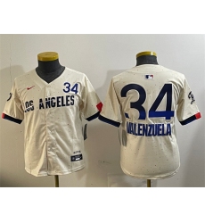 Youth Los Angeles Dodgers 34 Toro Valenzuela Cream 2024 City Connect Limited Stitched Baseball Jersey