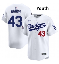 Youth Los Angeles Dodgers 43 Anthony banda White 2024 World Series Stitched Baseball Jersey