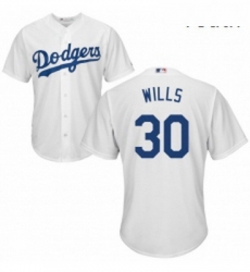 Youth Majestic Los Angeles Dodgers 30 Maury Wills Authentic White Home Cool Base MLB Jersey