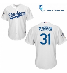 Youth Majestic Los Angeles Dodgers 31 Joc Pederson Replica White Home 2017 World Series Bound Cool Base MLB Jersey