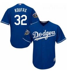 Youth Majestic Los Angeles Dodgers 32 Sandy Koufax Authentic Royal Blue Alternate Cool Base 2018 World Series MLB Jersey