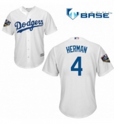 Youth Majestic Los Angeles Dodgers 4 Babe Herman Authentic White Home Cool Base 2018 World Series MLB Jersey